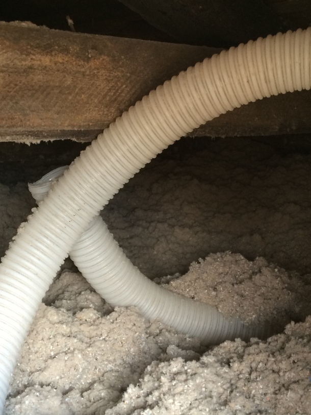 Cellulose blow-in insulation in attic